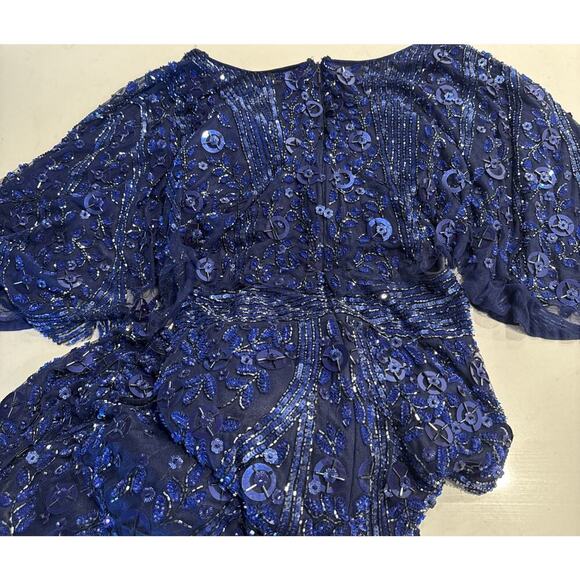 Mac Duggal Blue Gown Womens 10 Style# 4611D Embellished Beaded Dress Sequin READ - Picture 16 of 16